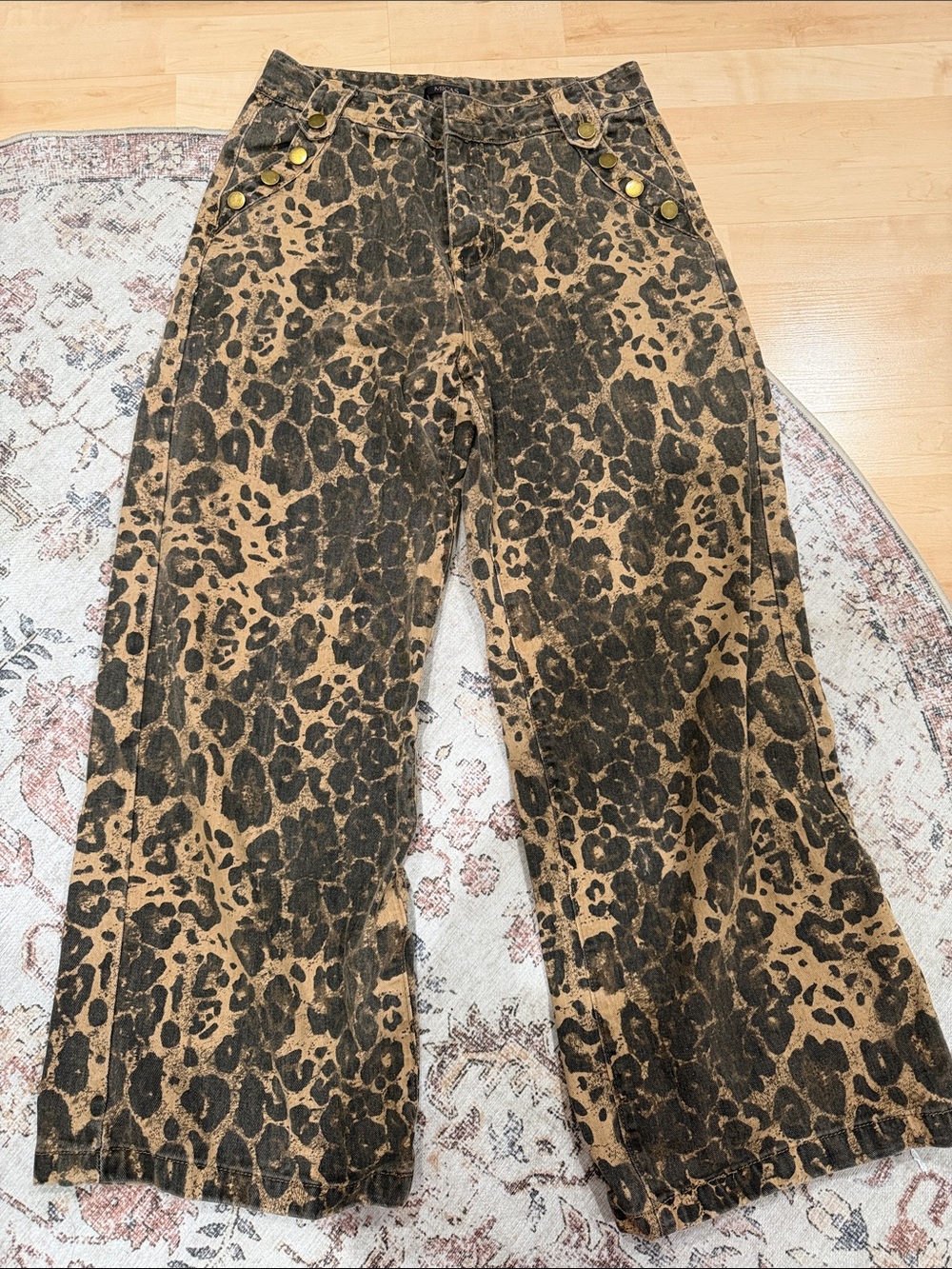 Leopard Print Boyfriend Jeans - Tan & Black
